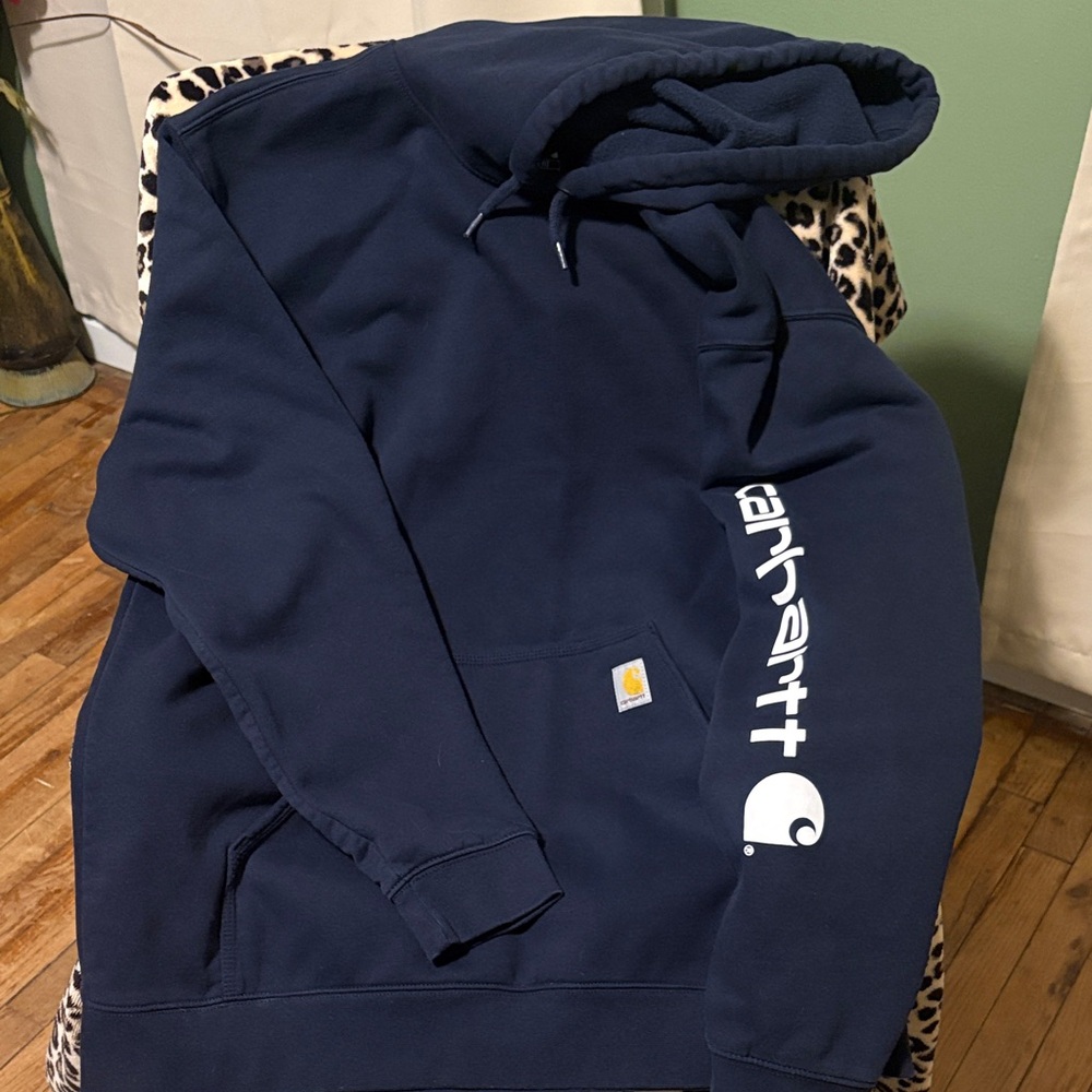 Carhartt Men's Dark Blue Hoodie with Logo